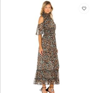 Gorgeous MISA cold shoulder dress. Rich colors, never worn, from Neiman Marcus.